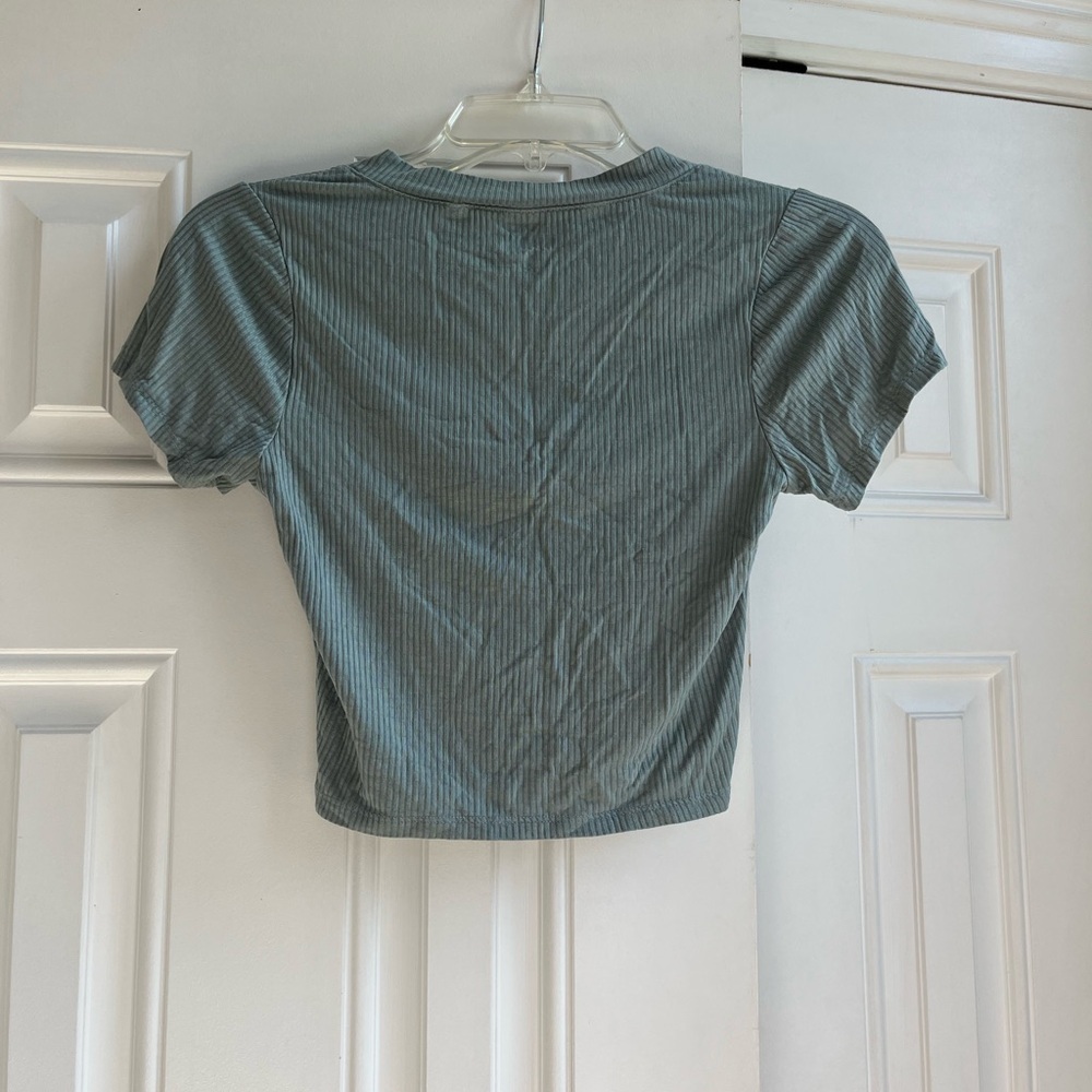 Women's Green Ribbed Top - Picture 2 of 2